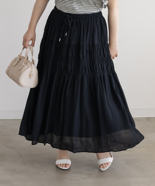CLETTE（クレット）の「ポイントシャーリングフレアスカート（スカート・レディース・ブラック/オフホワイト/サックスブルー・LL/3L/4L）」の18枚目の写真