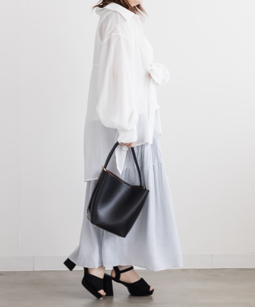 CLETTE（クレット）の「ポイントシャーリングフレアスカート（スカート・レディース・ブラック/オフホワイト/サックスブルー・LL/3L/4L）」の9枚目の写真