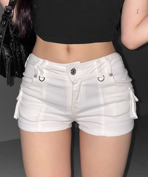 me+em select(ミームセレクト)の「【 2color 】カーゴポケットリングマイクロショートパンツ / cargo pocket ring micro shorts※※(その他パンツ・レディース・ブラック/ホワイト・MEDIUM/SMALL/LARGE)」の11枚目の写真