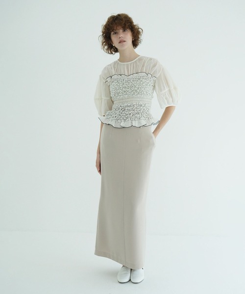 CLANE（クラネ）の「COLOR STITCHED SHIRRING TOPS（シャツ/ブラウス・レディース・ブラック/アイボリー・2/1）」の14枚目の写真