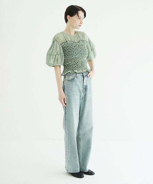 CLANE（クラネ）の「COLOR STITCHED SHIRRING TOPS（シャツ/ブラウス・レディース・ブラック/アイボリー・2/1）」の21枚目の写真