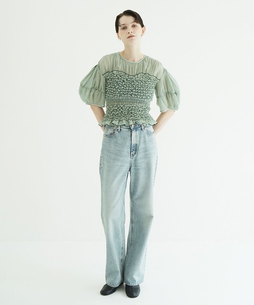 CLANE（クラネ）の「COLOR STITCHED SHIRRING TOPS（シャツ/ブラウス・レディース・ブラック/アイボリー・2/1）」の22枚目の写真