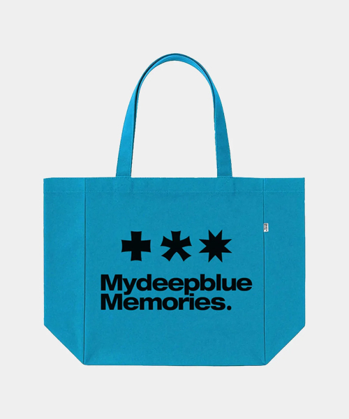 mydeepbluememories(マイディープブルーメモリーズ)の「MM LOGO ECO BAG_Cyan(エコバッグ/サブバッグ・レディース・ターコイズブルー・FREE)」の6枚目の写真