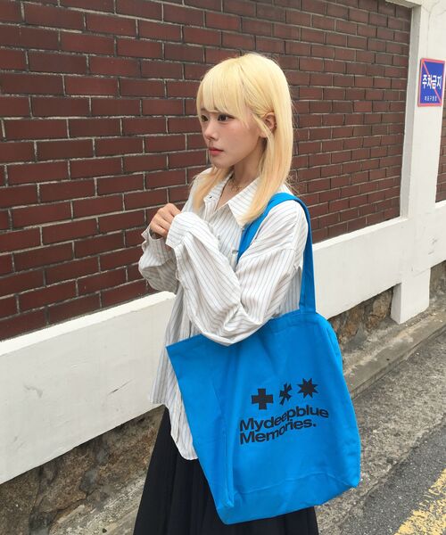 mydeepbluememories(マイディープブルーメモリーズ)の「MM LOGO ECO BAG_Cyan(エコバッグ/サブバッグ・レディース・ターコイズブルー・FREE)」の12枚目の写真
