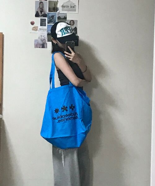 mydeepbluememories(マイディープブルーメモリーズ)の「MM LOGO ECO BAG_Cyan(エコバッグ/サブバッグ・レディース・ターコイズブルー・FREE)」の15枚目の写真