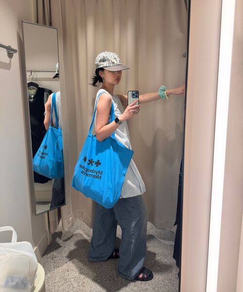 mydeepbluememories(マイディープブルーメモリーズ)の「MM LOGO ECO BAG_Cyan(エコバッグ/サブバッグ・レディース・ターコイズブルー・FREE)」の18枚目の写真