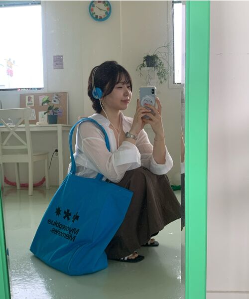 mydeepbluememories(マイディープブルーメモリーズ)の「MM LOGO ECO BAG_Cyan(エコバッグ/サブバッグ・レディース・ターコイズブルー・FREE)」の19枚目の写真