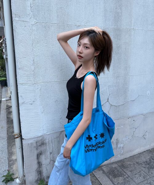 mydeepbluememories(マイディープブルーメモリーズ)の「MM LOGO ECO BAG_Cyan(エコバッグ/サブバッグ・レディース・ターコイズブルー・FREE)」の22枚目の写真