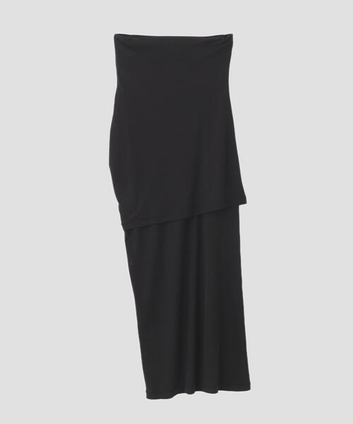 YLEVE(イレーヴ)の「YLEVE / 80/2 HIGH-TWISTED GAUZE BARE JERSEY ONE PIECE SKIRT(ワンピース・レディース・ブラック・1)」の1枚目の写真