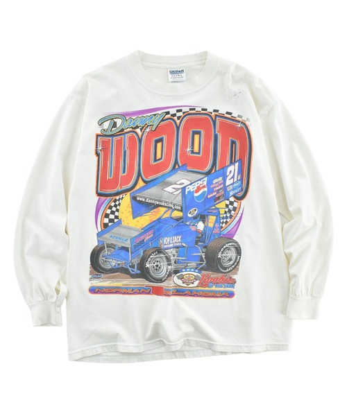 GILDAN(ギルダン)の「【USED】Y2K GILDAN “Danny Wood” ロングスリーブ レーシングTシャツ(Tシャツ/カットソー・メンズ・ホワイト・LARGE)」の1枚目の写真