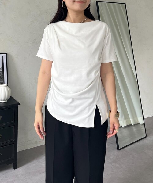 prose verse(プロズヴェール)の「サイドタックドレープネックトップス(Tシャツ/カットソー・レディース・イエロー/ブラック/オフホワイト・LARGE/MEDIUM)」の11枚目の写真