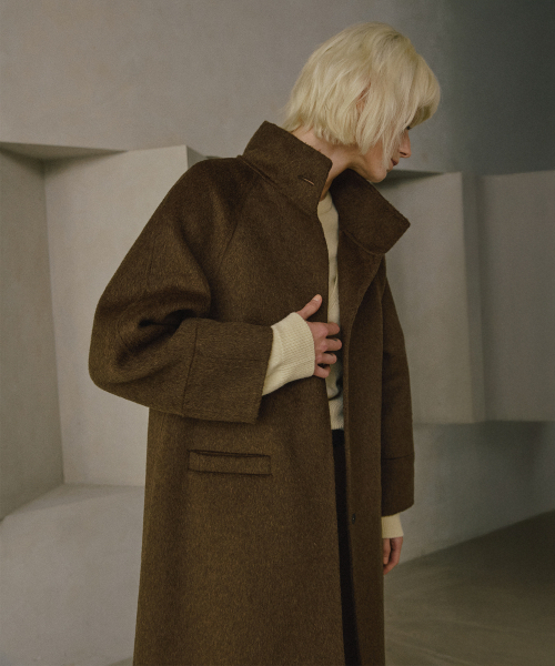 LEFTSEOUL（レフトソウル）の「カシミヤハンドメイドハイネックロングコート[ブラウン]（チェスターコート・レディース・ブラウン・FREE）」の3枚目の写真