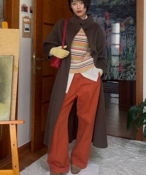 LEFTSEOUL（レフトソウル）の「カシミヤハンドメイドハイネックロングコート[ブラウン]（チェスターコート・レディース・ブラウン・FREE）」の4枚目の写真