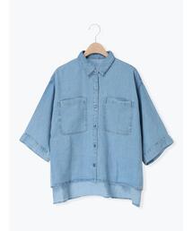 ◇【接触冷感】クールデニムボクシーシャツ