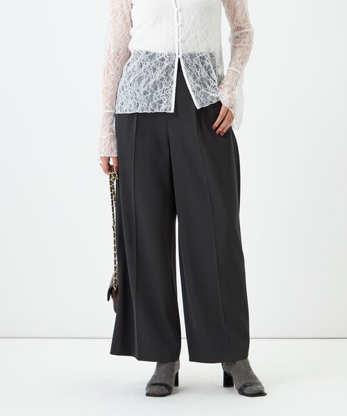 NOLLEY’S Sophi(ノーリーズソフィ)の「《セットアップ対応》ウォッシャブル強撚ツイルワイドパンツ(その他パンツ・レディース・レンガ/オリーブ/チャコールグレー・34/38/36)」の2枚目の写真