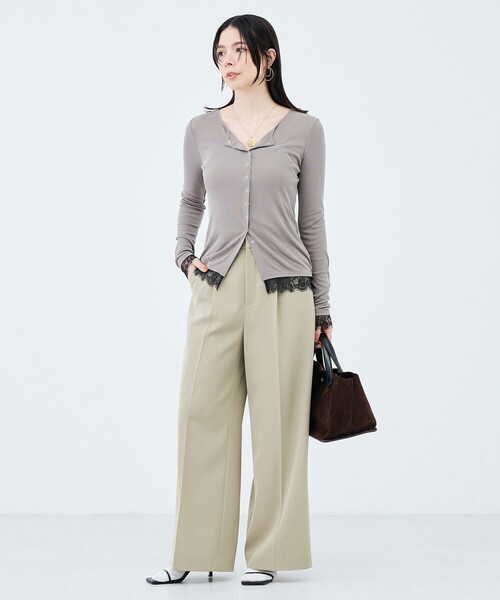NOLLEY’S Sophi(ノーリーズソフィ)の「《セットアップ対応》ウォッシャブル強撚ツイルワイドパンツ(その他パンツ・レディース・レンガ/オリーブ/チャコールグレー・34/38/36)」の5枚目の写真