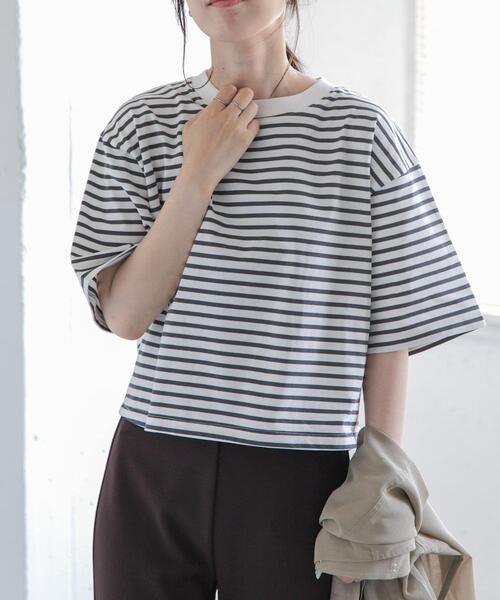 FORK&SPOON(フォークアンドスプーン)の「FORK&SPOON ショルダータックTシャツ(Tシャツ/カットソー・レディース・バーガンディー/ブラック/ホワイト系その他・1)」の4枚目の写真