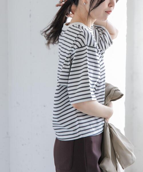 FORK&SPOON(フォークアンドスプーン)の「FORK&SPOON ショルダータックTシャツ(Tシャツ/カットソー・レディース・バーガンディー/ブラック/ホワイト系その他・1)」の5枚目の写真