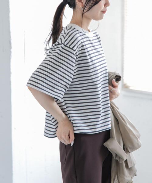 FORK&SPOON(フォークアンドスプーン)の「FORK&SPOON ショルダータックTシャツ(Tシャツ/カットソー・レディース・バーガンディー/ブラック/ホワイト系その他・1)」の6枚目の写真
