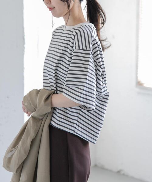 FORK&SPOON(フォークアンドスプーン)の「FORK&SPOON ショルダータックTシャツ(Tシャツ/カットソー・レディース・バーガンディー/ブラック/ホワイト系その他・1)」の8枚目の写真
