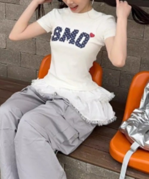 Vipoa(ヴィポア)の「ドットレタリングハートT(Tシャツ/カットソー・レディース・ネイビー/ホワイト・FREE)」の19枚目の写真
