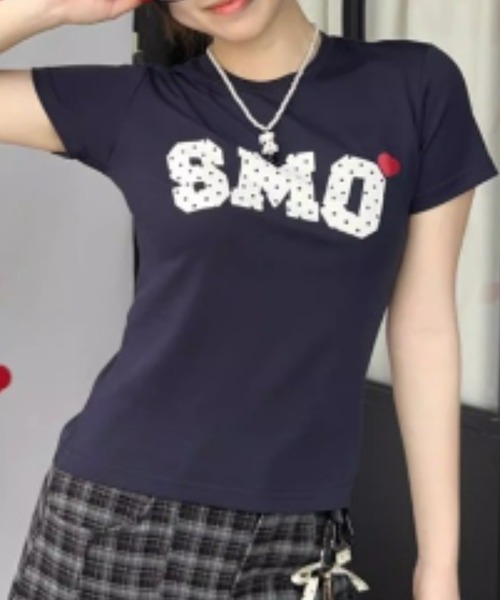 Vipoa(ヴィポア)の「ドットレタリングハートT(Tシャツ/カットソー・レディース・ネイビー/ホワイト・FREE)」の17枚目の写真