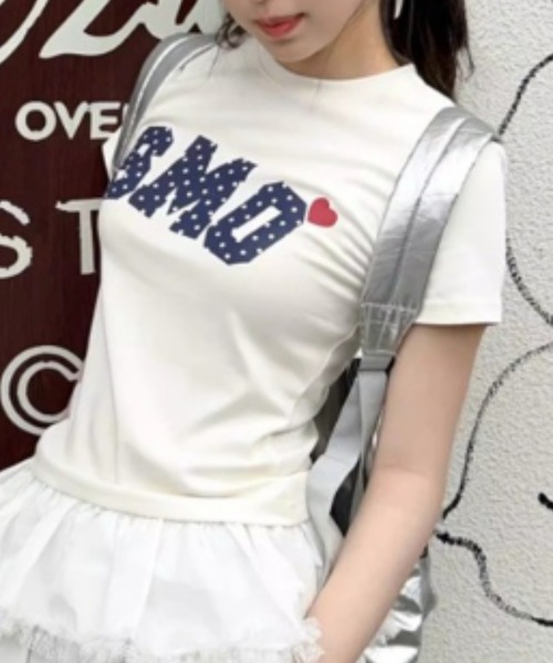 Vipoa(ヴィポア)の「ドットレタリングハートT(Tシャツ/カットソー・レディース・ネイビー/ホワイト・FREE)」の21枚目の写真