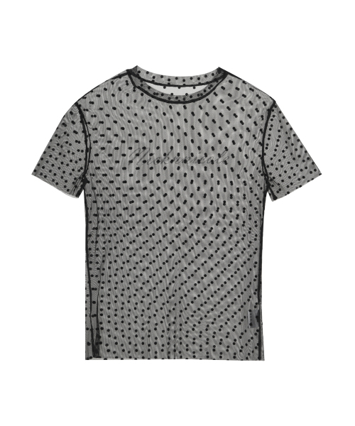 NICK&NICOLE(ニックアンドニコール)の「DOTS SHEER HALF TOP_BLACK(Tシャツ/カットソー・レディース・その他・LARGE/MEDIUM)」の1枚目の写真