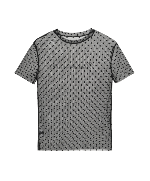NICK&NICOLE(ニックアンドニコール)の「DOTS SHEER HALF TOP_BLACK(Tシャツ/カットソー・レディース・その他・LARGE/MEDIUM)」の2枚目の写真