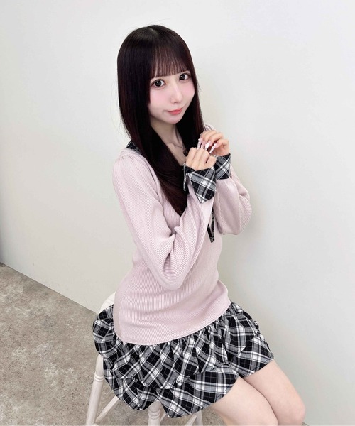 INGNI(イング)の「【WEB限定】チェックシャツドッキング長袖ニットワンピース(ワンピース・レディース・ピンク系その他/ブラック系9/ブラック系その他4・M)」の17枚目の写真