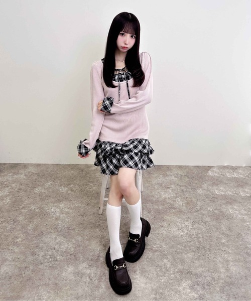 INGNI(イング)の「【WEB限定】チェックシャツドッキング長袖ニットワンピース(ワンピース・レディース・ピンク系その他/ブラック系9/ブラック系その他4・M)」の20枚目の写真