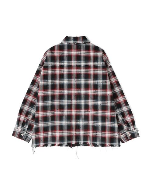 DANKE SCHON（ダンケシェーン）の「DankeSchon/ダンケシェーン/FLANNEL DAMAGE SHIRTS DOBBY（シャツ/ブラウス・メンズ・ブラック系その他/ホワイト系2・M/L）」の5枚目の写真