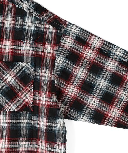 DANKE SCHON（ダンケシェーン）の「DankeSchon/ダンケシェーン/FLANNEL DAMAGE SHIRTS DOBBY（シャツ/ブラウス・メンズ・ブラック系その他/ホワイト系2・M/L）」の8枚目の写真