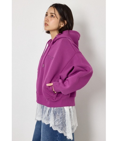 RODEO CROWNS WIDE BOWL(ロデオクラウンズワイドボウル)の「エンボス W-ZIP ショート パーカー(パーカー・レディース・パープル/ネイビー/ブラック/グレー×ホワイト・FREE)」の5枚目の写真