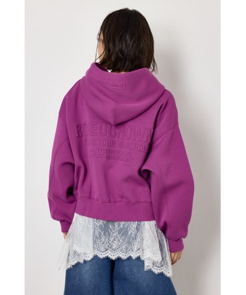 RODEO CROWNS WIDE BOWL(ロデオクラウンズワイドボウル)の「エンボス W-ZIP ショート パーカー(パーカー・レディース・パープル/ネイビー/ブラック/グレー×ホワイト・FREE)」の6枚目の写真
