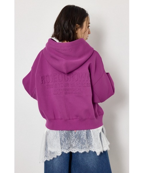 RODEO CROWNS WIDE BOWL(ロデオクラウンズワイドボウル)の「エンボス W-ZIP ショート パーカー(パーカー・レディース・パープル/ネイビー/ブラック/グレー×ホワイト・FREE)」の7枚目の写真