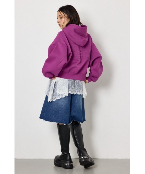 RODEO CROWNS WIDE BOWL(ロデオクラウンズワイドボウル)の「エンボス W-ZIP ショート パーカー(パーカー・レディース・パープル/ネイビー/ブラック/グレー×ホワイト・FREE)」の9枚目の写真