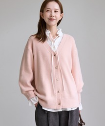 スフレニット Vネックミドル丈カーディガン