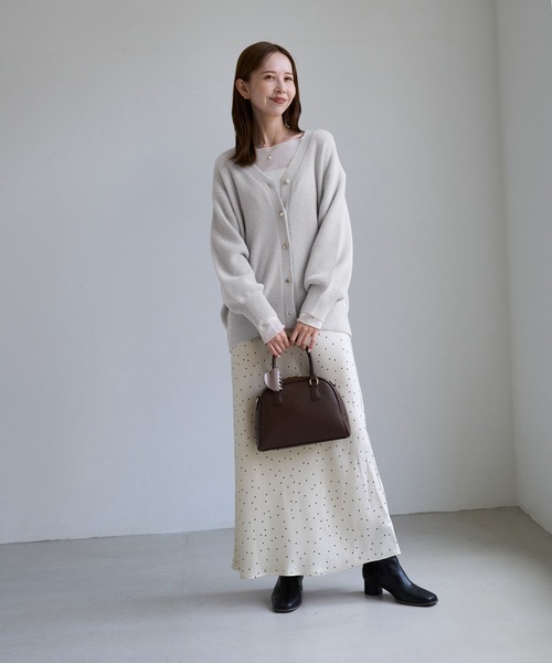 ROPE' PICNIC(ロペピクニック)の「スフレニット Vネックミドル丈カーディガン(カーディガン/ボレロ・レディース・ライトグレー/ダークブラウン/サックスブルー/ピンク/キナリ・FREE)」の21枚目の写真