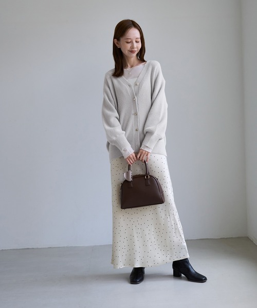 ROPE' PICNIC(ロペピクニック)の「スフレニット Vネックミドル丈カーディガン(カーディガン/ボレロ・レディース・ライトグレー/ダークブラウン/サックスブルー/ピンク/キナリ・FREE)」の22枚目の写真