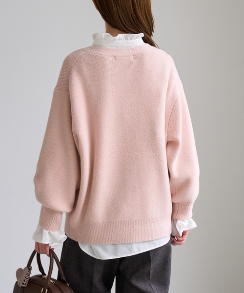 ROPE' PICNIC(ロペピクニック)の「スフレニット Vネックミドル丈カーディガン(カーディガン/ボレロ・レディース・ライトグレー/ダークブラウン/サックスブルー/ピンク/キナリ・FREE)」の6枚目の写真
