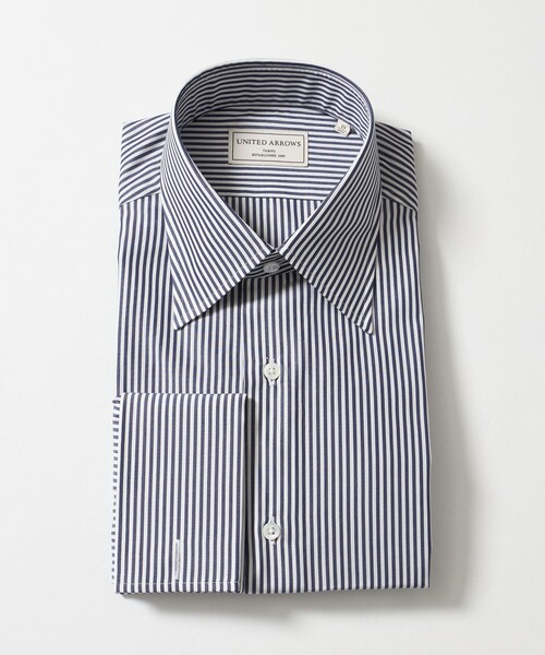 UNITED ARROWS(ユナイテッドアローズ)の「THOMAS MASON ロンドンストライプ レギュラーカラー ダブルカフス シャツ(シャツ/ブラウス・メンズ・ネイビー・41cm/39cm/40cm)」の1枚目の写真