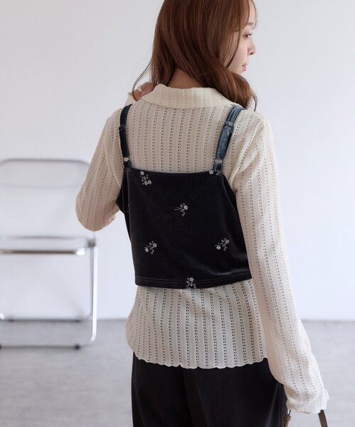 DISCOAT（ディスコート）の「【WEB限定】ベロア刺繍ビスチェ（キャミソール・レディース・ブラック/チャコールグレー/ブラウン・FREE）」の20枚目の写真