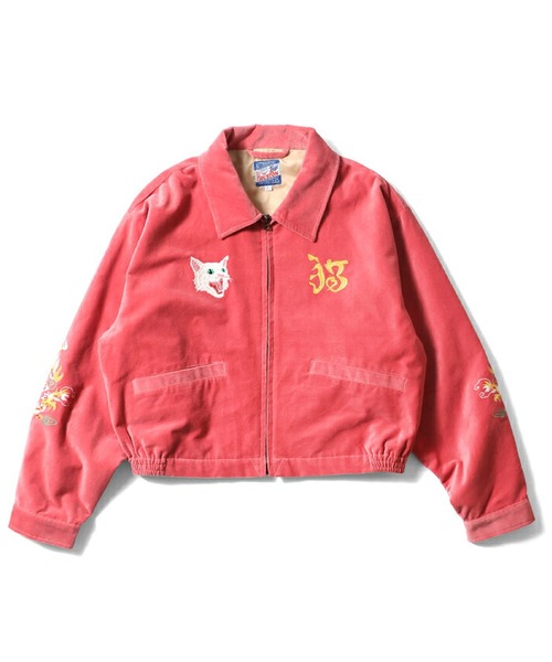 HOUSTON(ヒューストン)の「HOUSTON 別珍 ショートベトジャン(PARACHUTE CAT)(ミリタリージャケット・レディース・ピンク/オリーブ・0)」の2枚目の写真