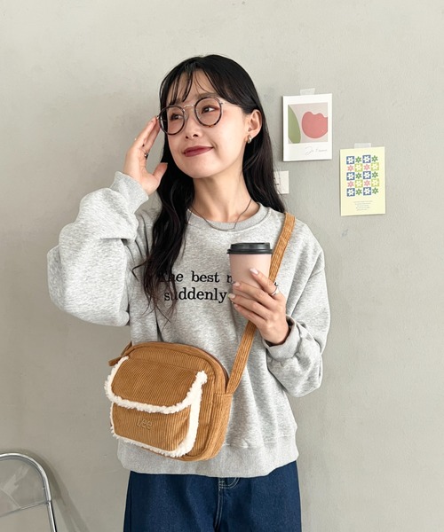 Lee(リー)の「Lee.ボア ポケット コーデュロイ スクエア ミニショルダーバッグ.レディース.軽量.コンパクト.マチあり.収納.秋冬(ショルダーバッグ・レディース・ベージュ/ブラック/ブラウン/グレー・FREE)」の21枚目の写真