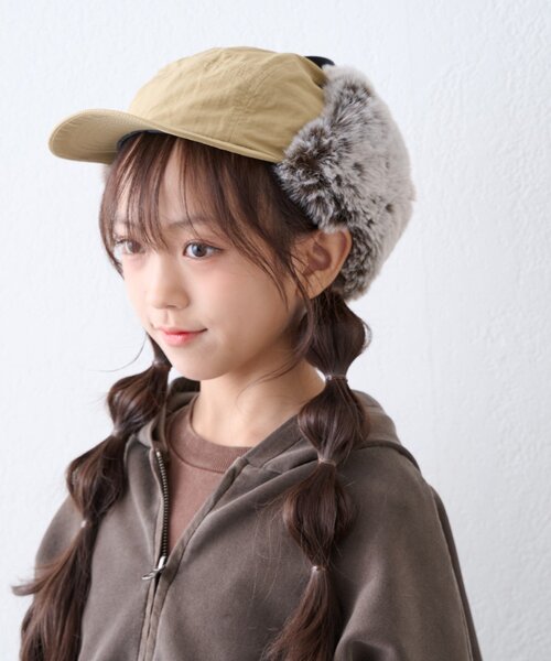 CIAOPANIC TYPY(チャオパニックティピー)の「【KIDS】KIDSミリタリーフライトCAP(キャップ・キッズ・ブラウン/ベージュ/ブラック・ONE SIZE)」の3枚目の写真