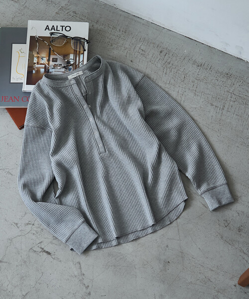 FREAK'S STORE(フリークスストア)の「ワッフルヘンリープルオーバー(Tシャツ/カットソー・レディース・ブラック/ネイビー/グレー・フリ-)」の3枚目の写真