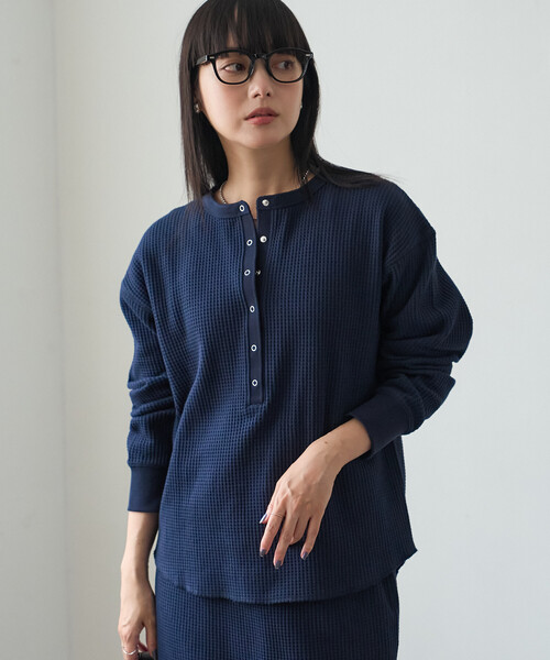 FREAK'S STORE(フリークスストア)の「ワッフルヘンリープルオーバー(Tシャツ/カットソー・レディース・ブラック/ネイビー/グレー・フリ-)」の12枚目の写真