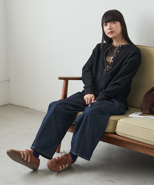 FREAK'S STORE(フリークスストア)の「ワッフルヘンリープルオーバー(Tシャツ/カットソー・レディース・ブラック/ネイビー/グレー・フリ-)」の18枚目の写真