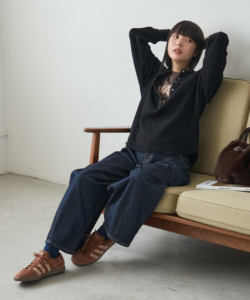 FREAK'S STORE(フリークスストア)の「ワッフルヘンリープルオーバー(Tシャツ/カットソー・レディース・ブラック/ネイビー/グレー・フリ-)」の19枚目の写真